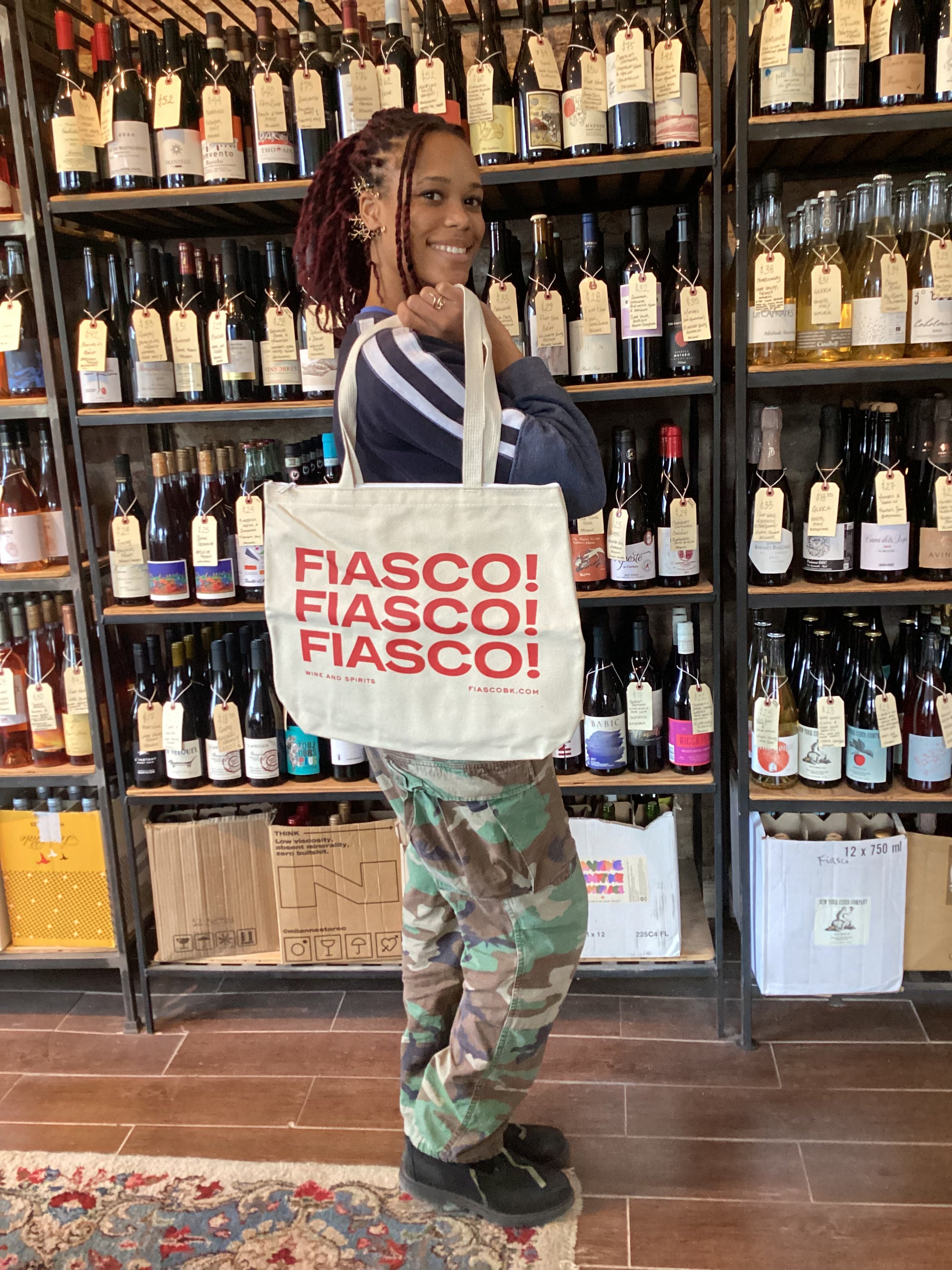 Natural & Red Fiasco! 4 Bottle Tote