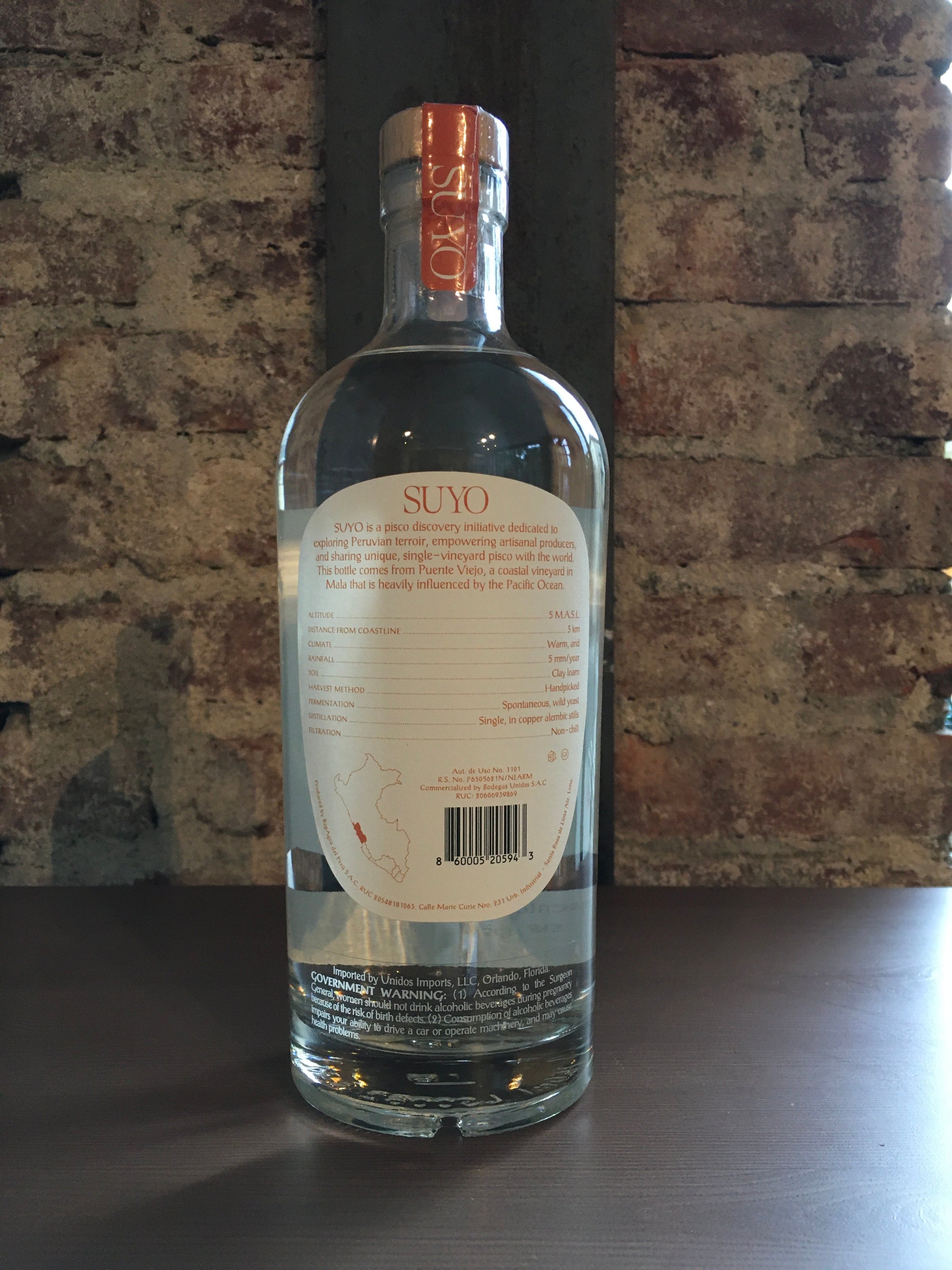 Suyo, Single Origin Pisco Italia (Mala Valley, Peru) 750ml