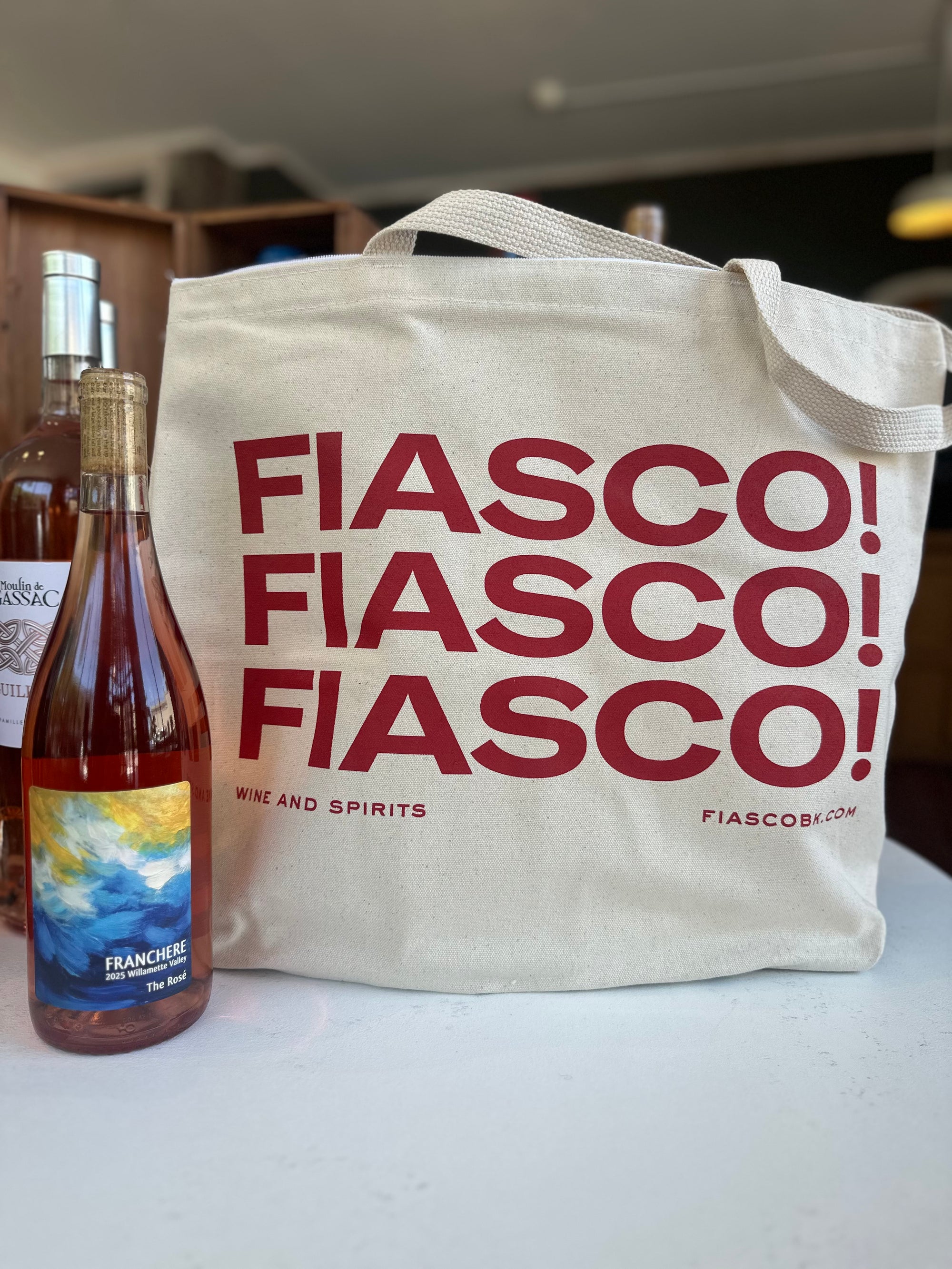 Natural & Red Fiasco! 4 Bottle Tote