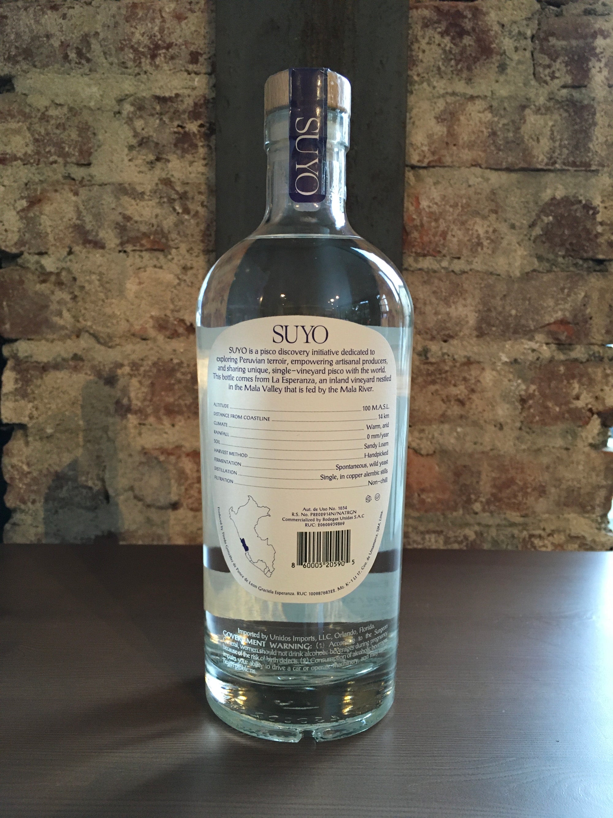 Suyo, Single Origin "No. 1" Pisco (Peru) 750ml