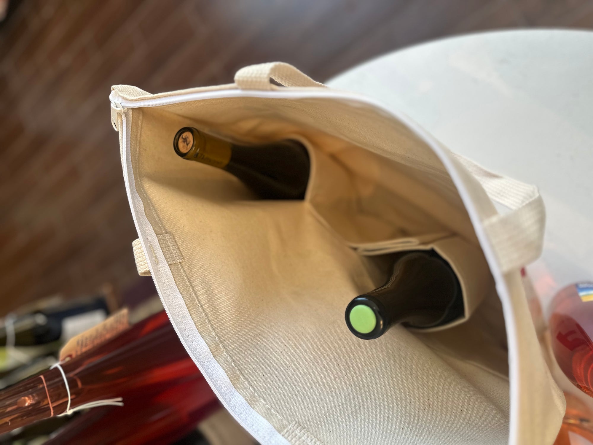 Natural & Red Fiasco! 4 Bottle Tote